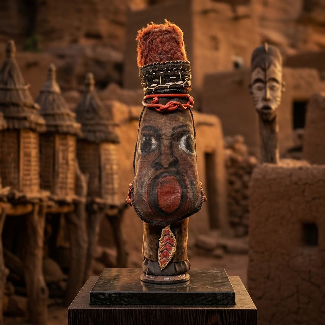 Busto artesanal África, escultura textil hecha a mano