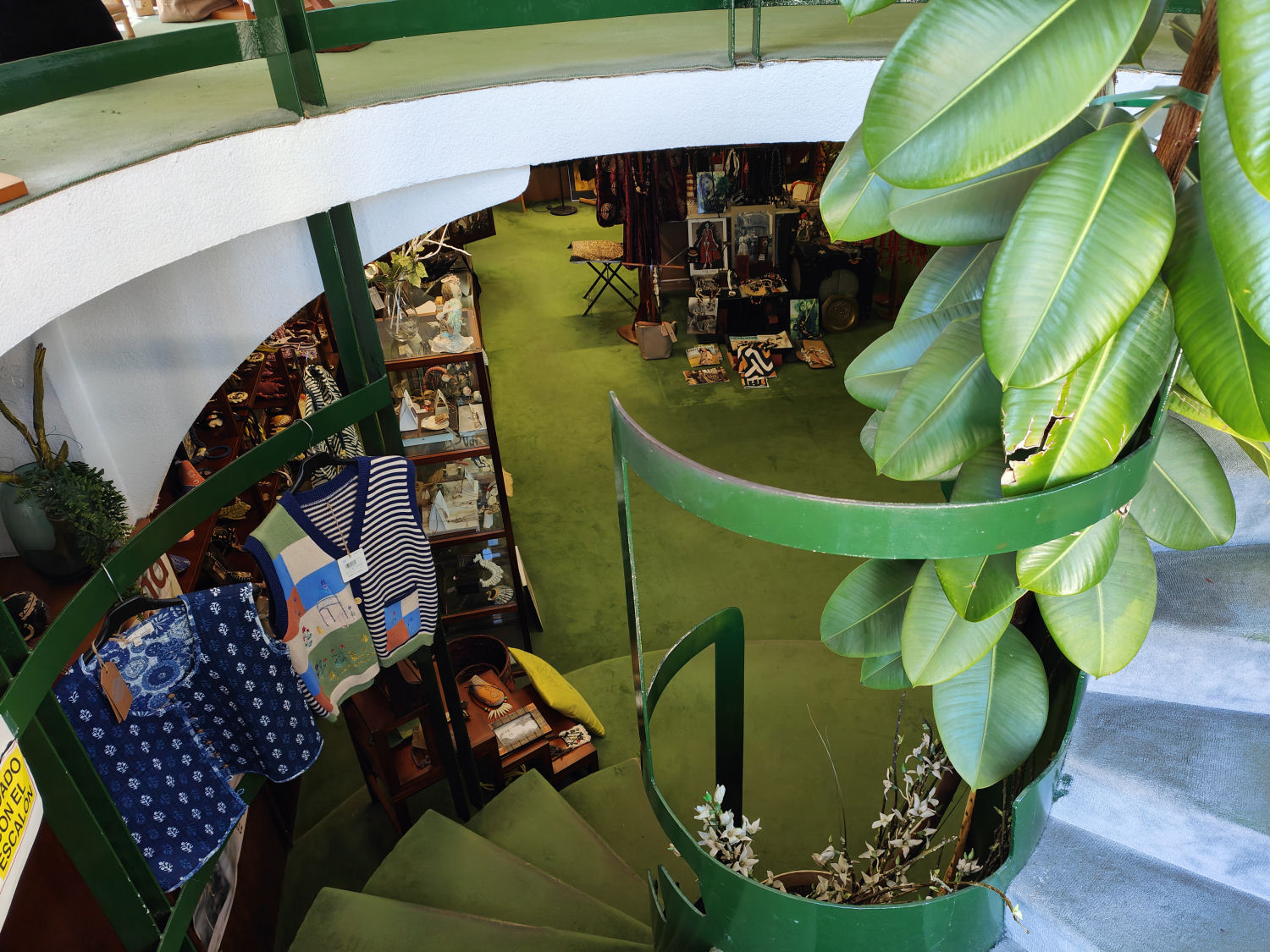 La escalera y la gran planta del interior